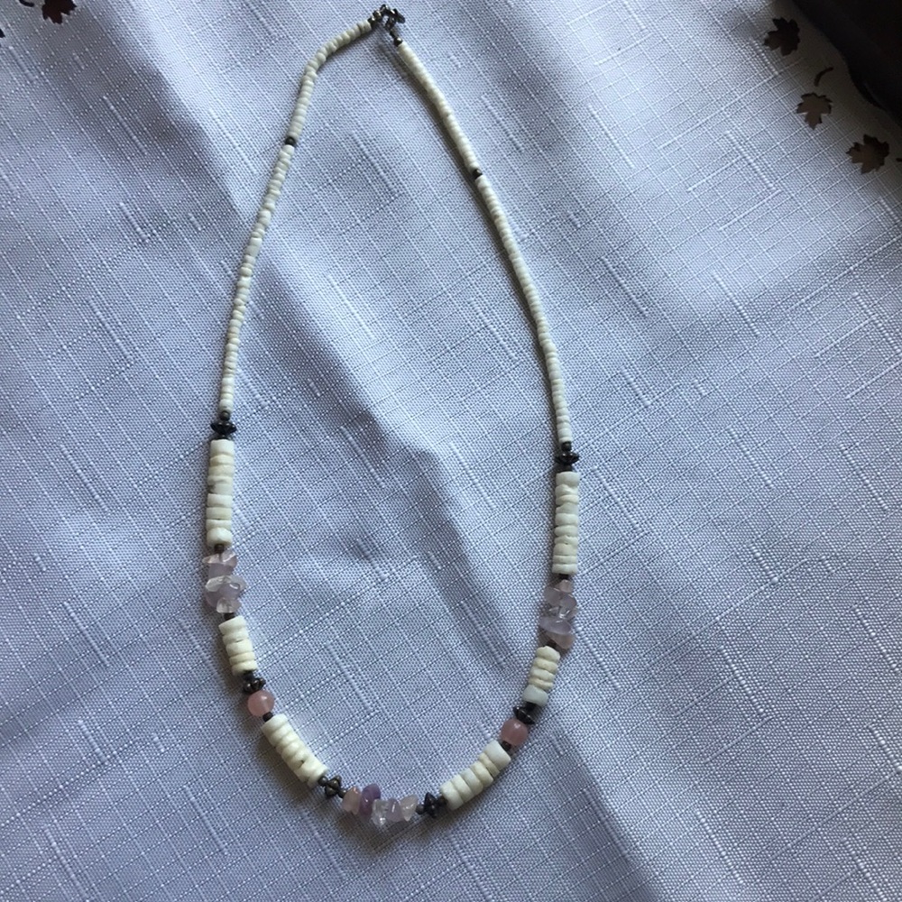 White rock and beads surfer necklace